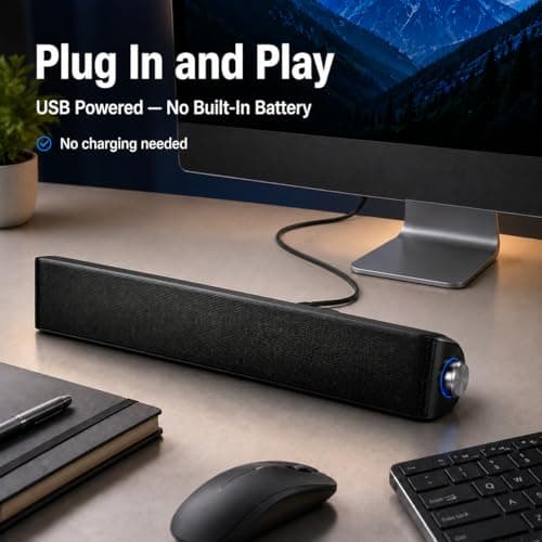 memzuoix USB-Powered PC Soundbar, Bluetooth 5.3, 6 W Desktop Speaker — view 5
