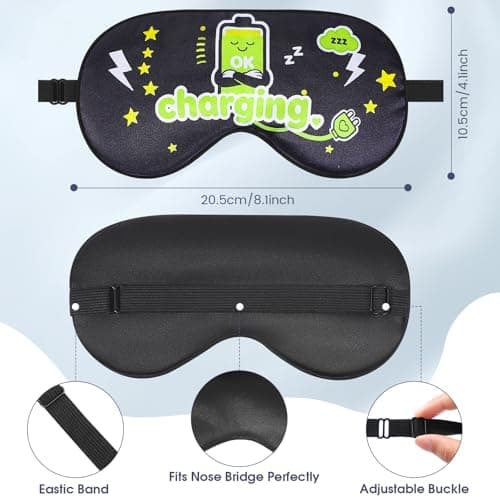 TeTupGa 2 Pack Sleep Mask for Kids Boys, Silk Blackout Eye Mask for Sleeping, with Adjustable Strap Adult Children's Bedtime Eye Cover for Side Sleepers, Travel & Home Use (2pcs BATT1) — view 5