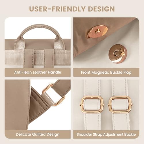 LOVEVOOK Womens Backpack Small Fashion Rucksack Bag for Ladies Lightweight Handbag School Bags for Girls Anti-theft Mini Cute Daypack for Uni Work Travel, Khaki Beige — view 6