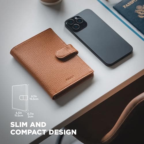 VULKIT Leather Passport Wallet for 2 Passports Slim Double Passport Holder RFID Blocking Passport Travel Wallet with ID Window for Women — view 4