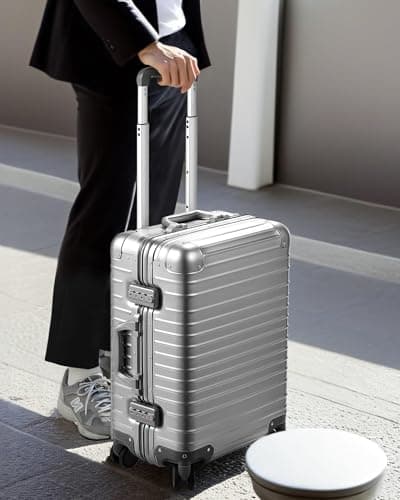 Luggex Aluminium Suitcase, 100% Aluminum Carry on Suitcase, Zipperless Luggage Hardshell Metal Suitcases with 8 Spinner Wheels, TSA Combination Lock (55 x 38 x 23.8 cm, 40L, Silver) — view 2
