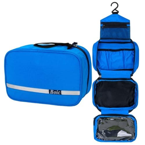 Boic Mens Hanging Toiletry Bag, Upgrade Large Travel Toiletries Bag, Blue