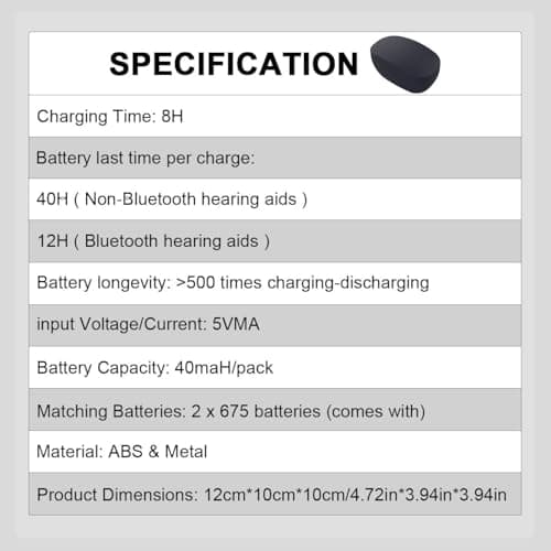 Rechargeable Hearing Aid Batteries and Battery Charger, Hearing Aid Charger Travel Case with 6 Pack 675 Batteries (Charger + 6 Pack 675 Batteries) — view 6