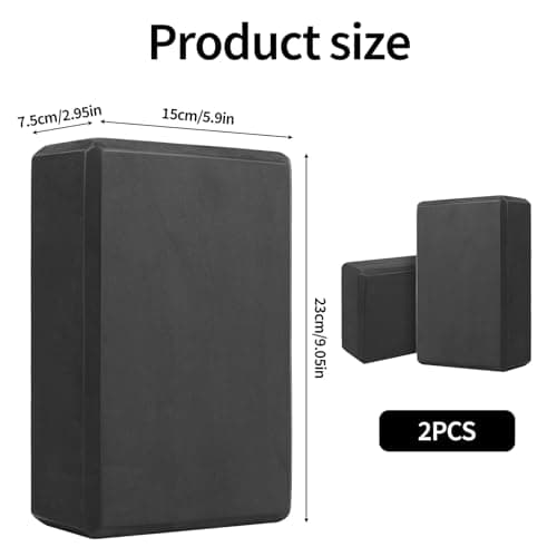 Yoga Blocks Set of 2, High Density Foam Pilates Blocks, Yoga Bricks, Gym Exercise Blockss, Anti-Slip Gymnastics Bricks for Fitness Pilates Practice Travel Home Gym(Black) — view 2