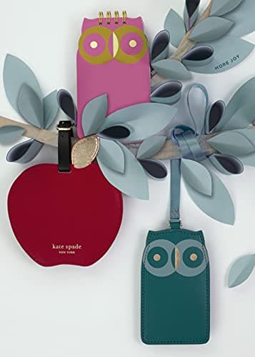 Kate Spade New York Round Red Vegan Leather Luggage Tag for Women, Durable Suitcase ID Tag, Apple — view 6