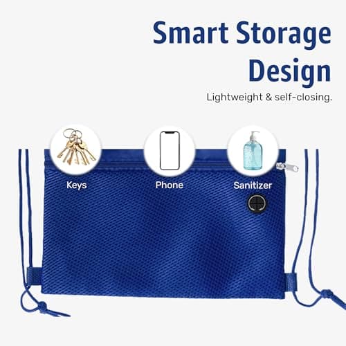 Bodygenix Unisex Drawstring Backpack for Sports – Lightweight Polyester Bag with Front Zip Pocket & Headphone Port – Waterproof Cinch String Bag for Sports, School, Swim, Travel & Beach Use - Blue — view 6