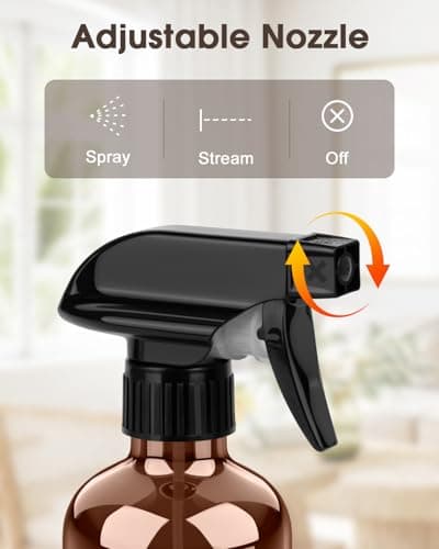 Bontip Glass Spray Bottle with Silicone Sleeve Protection, Amber Glass Spray Bottle Set for Window Cleaner Aromatherapy Facial Hydration Watering Flowers Hair Care 2 Pack/8 oz (Black) — view 2