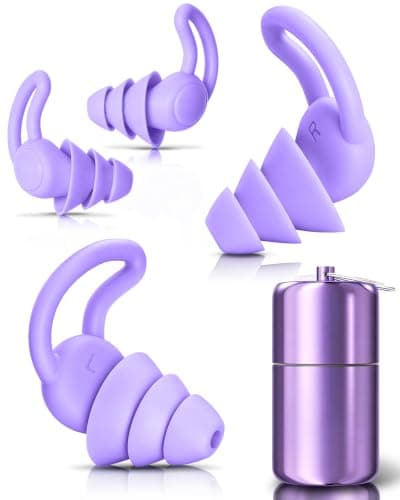 Ear Plugs for Sleep, Noise Cancelling Ear-Plugs Reusable Soft Silicone Earplugs for Sleeping, Snoring Partner, Travel, Deep Focus, Side Sleepers, Work & Studying, Comfortable,Purple 2Pairs