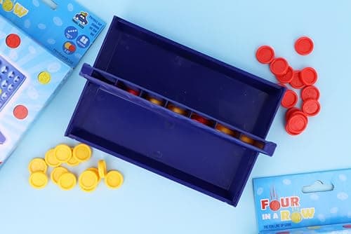 HENBRANDT 1 x Travel Size Four in a Row Line Connecting Game 13cm Mini Strategy Game 4-in-a-Line with 42 Discs Portable Family Fun Games Birthday Gift Stocking Fillers for Boys and Girls — view 5