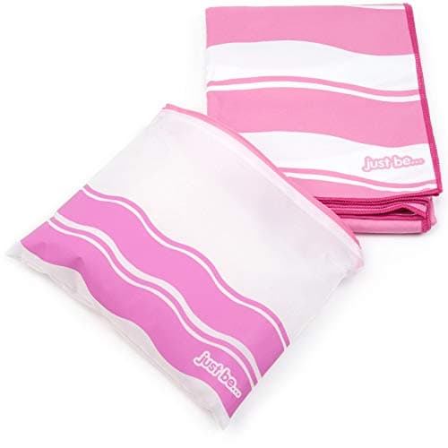 just be... Microfibre Beach Towel Gym Towel - Lightweight Compact Swimming Quick Dry Towel Anti-Sand - Beach Towels for Adults and Kids - Pink XX Large 200x90cm