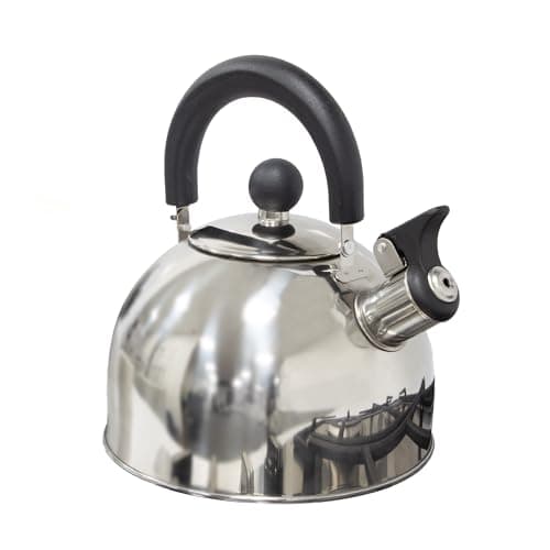Milestone Camping 2L Whistling Camping Kettle/Durable and Lightweight/Pouring Spout and Heat-Resistant Handle/Stainless Steel/Ideal for Camping, Fishing, Workshops and Garages 65580