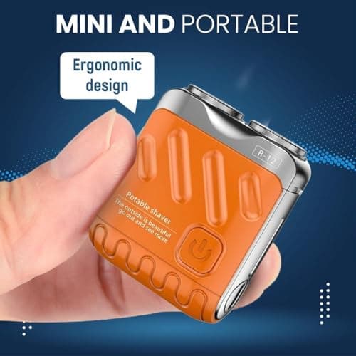 Ackygetrich Mini Electric Shaver for Men, Portable Travel Razor with Luggage Design, Rechargeable Cordless Beard Shaver, Waterproof Foil Shaver for Face Hair Grooming (Orange) — view 2