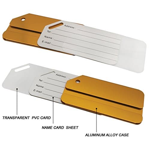 Aluminum Luggage Tag for Luggage Baggage Travel Identifier By Ovener (Gold 2 Pcs) — view 4