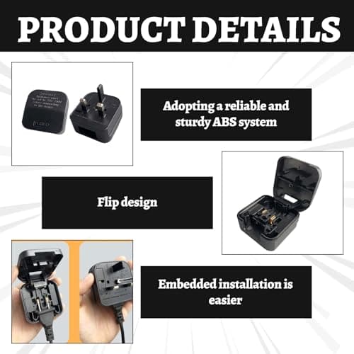 1 PCS US to UK Plug Adapter,UK Plug Convertor Adaptor,American to UK Plug Adapter,2 Pin to Uk Adaptor with Screwdriver Convert from USA,China,Japan,Type a Plugs to Uk with Safety Fuse,ABS(Black) — view 3