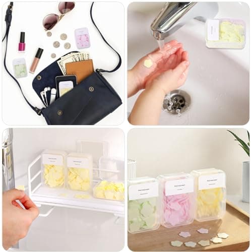 Iensen 300pcs Portable Hand Washing Soap Sheets, Scented Mini Soap Sheets, Disposable Soluble Soap for Outdoor Travel, Camping, Hiking (Green) — view 6