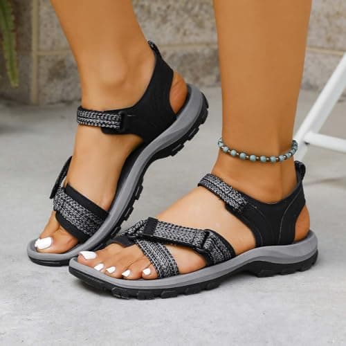 Generisch Versatile sandals in large sizes, sporty beach sandals for everyday use. Summer sandals, black, 38 EU 3X-Schmal — view 4
