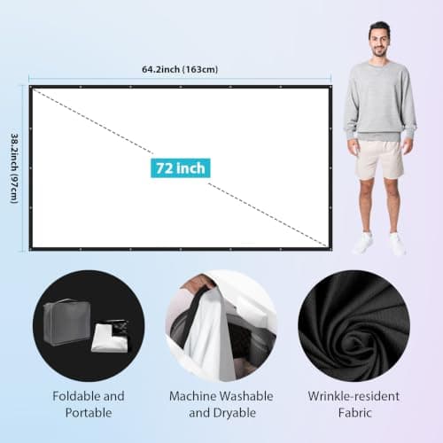 LEORFI 72 Inch Projector Screen with Black Backing, Portable Movie Screen — view 6