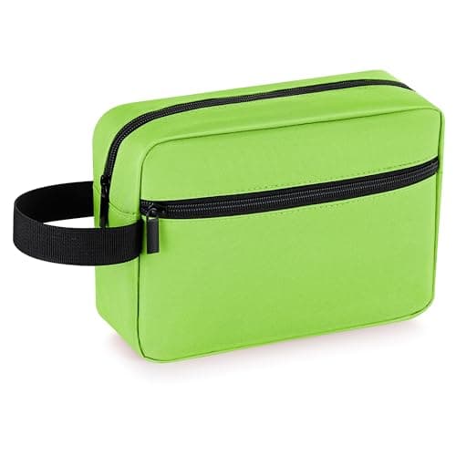 Elviros Travel Toiletry Bag for Women and Men, Lightweight Makeup Bag Hanging Dopp Kit with Shaving Compartment Cosmetic Organizer Small Tool Bag Travel Essentials, Gifts for Men & Women, Neon Green