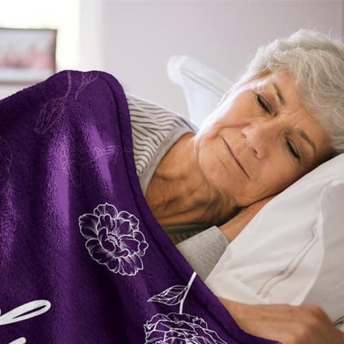 Niyewsor Grandma Gifts, Grandma Floral Blanket 50" x 60", Purple — view 3