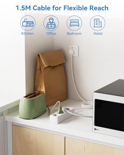 European to UK Plug Adapter 3 AC Outlets — view 3