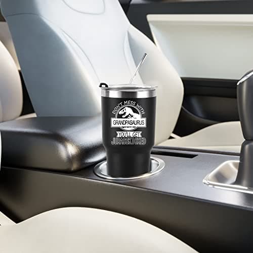 Gifts for Grandpa, Grandpasaurus Travel Mug Don't Mess with Grandpasaurus You'll Get Jurasskicked Travel Tumbler Mug Birthday Father's Day Gifts for Grandpa from Granddaughter Grandson Grandchild 30OZ — view 5
