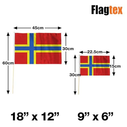 Flagtex Orkney Islands Hand Waving Flag (9x6 Inch) - Premium Wooden Stick Hand Flag 9x6 Inch Natural Wood Pole Scottish Islands Red Yellow Nordic Cross Flag Events — view 4