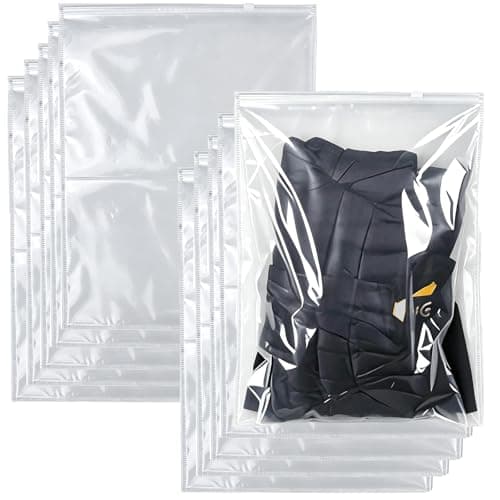 10Pcs Large Ziplock Bags, Clear 60 X 40cm Travel Clothes Storage Bags Reusable Clear Storage Bag Zip Lock Seal Luggage Organiser Pouches for Clothes Shoe Supplies