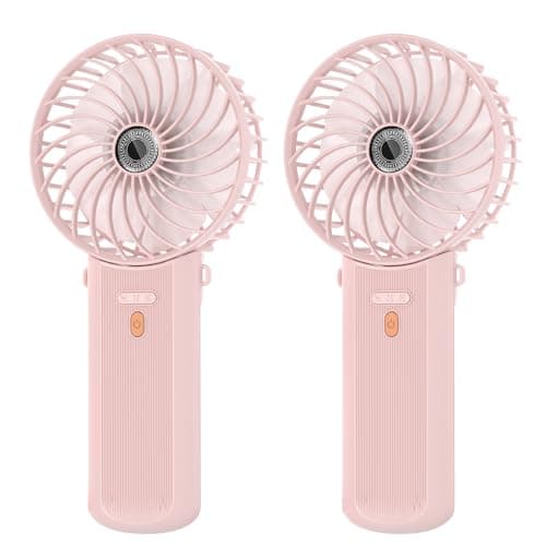 Lepwings Handheld Fan Rechargeable 2 Pack, Foldable Portable Mini Fan with 4 Speeds, USB-C Battery Operated Personal Desk Fan, Lightweight Cooling Fan for Travel, Office, Home and Outdoor Use-Pink