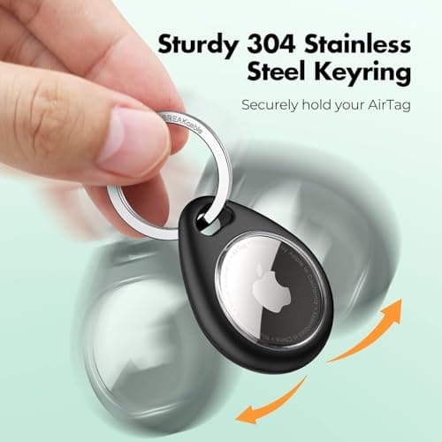 UNBREAKcable 360° Protective Case for AirTag (1st & 2nd Generation) [2 Pack], TPU Full Cover Keyring Holder with 304 Stainless Steel Keychain, Scratch-Resistant Design for Keys, Bags, Luggage — view 6