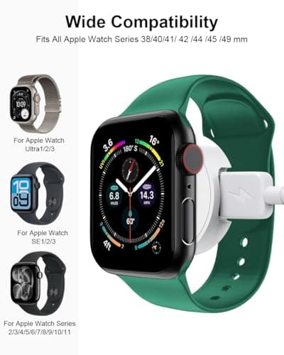 Charger for Apple Watch USB C, 5W Magnetic Wireless Fast Charging iWatch Charger Type C Travel Keychain for iWatch Series Ultra 3/11/10/9/8/7/6/SE3/SE2/5/4/3/2 Portable White with USB C Cable — view 4