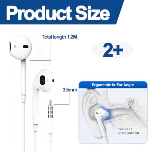 Risecore 2 Pack Wired Earphones 3.5mm with Built-In Microphone & Volume — view 2