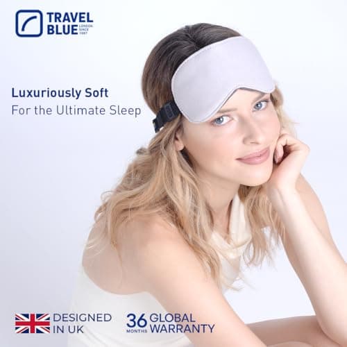 Travel Blue Luxury Sleep Mask - Luxuriously Soft Eye Mask for Sleeping, 100% Cotton, Gently Padded, Blocks Light, Elasticated Strap with Easy Release Buckle for Comfort and Relaxation — view 5