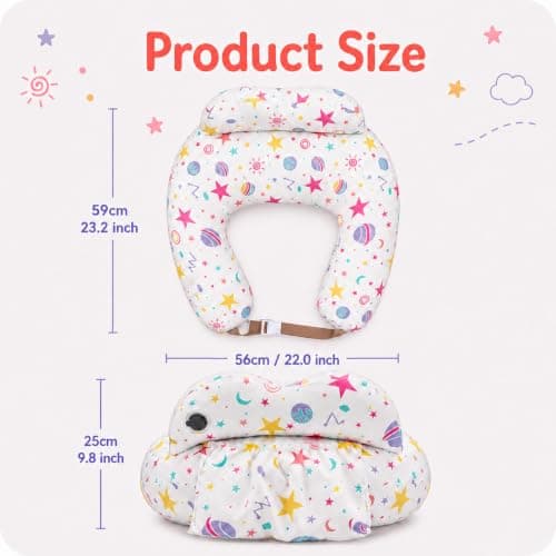 Inflatable Nursing Pillow for Breastfeeding & Bottle-Feeding – Portable Travel Feeding Cushion with Adjustable Waist Strap – Soft Cotton Cover – Odour-Free Thickened TPU Inner – Removable & Washable — view 6