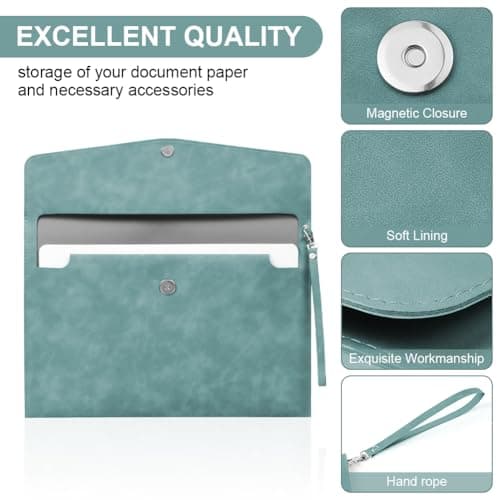 OFFCUP Envelope Documents, A4 Leather File Folder, Portable PU Document Bag — view 3