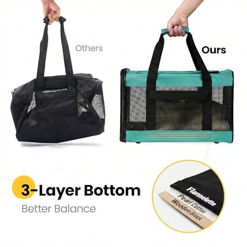 Conlun Cat Carrier Airline Approved, Soft-Sided Dog Carrier with Inner Safety Leash, Pet Transport Carrier for Small-Medium Cats Puppies up to 7KG, Collapsible Travel Kitten Carrier Bag,Turquoise(M) — view 6
