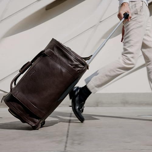 Wool & Oak NOVA Large Duffle Bag with Wheels, Chocolate, L, Leather — view 4