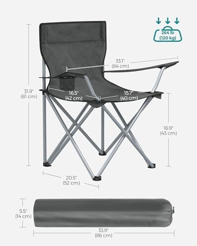 SONGMICS Set of 2 Folding Camping Chairs, Portable, 120 kg Capacity — view 3