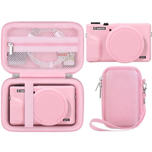 BOVKE Hard Case + Silicone Cover for Canon Powershot G7 X Mark III, Pink