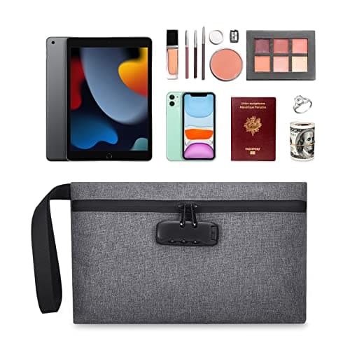 Brifit Security Smell Proof Bag with Combination Lock, 13 x 8 Inches Waterproof Money Bag, Men & Women's Smell Proof Pouch, Portable Carry Handle Bag for Cash, Travel, Bank Deposits, Credit Cards — view 3