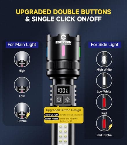 Esgreen 2 Pack Rechargeable Torches LED High Lumens 500000 Long Lasting 12H — view 4