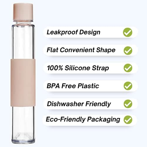 Hydrte Clear Water Bottle – 350ml Professional Cute Water Bottle for Travel, Slim, Lightweight & BPA-Free for Travel & Everyday Hydration (Champagne Pink) — view 3