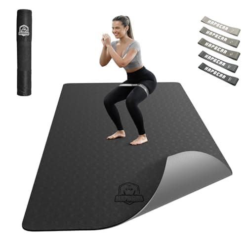 HAPBEAR Large Yoga Mat - 183x 91cmx 6mm Non-Slip Exercise Mat for Home Workout& Pilates, Enhanced Grip Top Layer& Anti-Slip Bottom, Includes Resistance Bands& Carry Bag, Durable