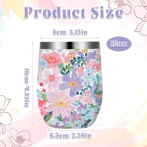 Flower Mug 12oz, Girls Travel Mug, Insulated Travel Coffee Mug with Lid and Straw, Stainless Steel Flower Cup for Ice Drinks Wine, Home Picnic, Ice Preservation, Gifts for Girls Women Flower Lovers — view 6