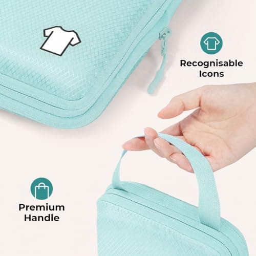 Samfolk Compression Packing Cubes for Suitcases Packing Cubes Compression Set Waterproof Suitcase Organiser Bags for Travel Suitcase Luggage Packing Organizer Bags Travel Essentials LakeBlue 8 Set — view 4
