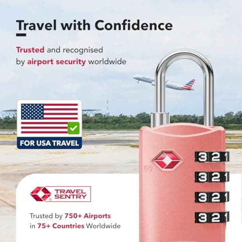 NovLock Suitcase Padlocks, TSA Approved Luggage Locks, Travel Padlocks — view 3