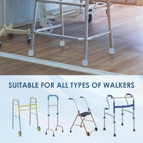 4 Pack 25mm Heavy Duty Walking Sticks Rubber Ends Ferrules for Zimmer Frames Commodes Shower Chairs and Walking Sticks Non-Slip Replacement Tips Tool-Free Installation Rubber Stoppers Caps (Grey) — view 4