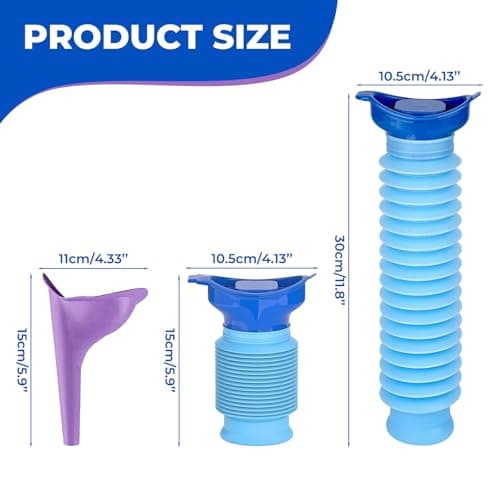 Hsrag 2PCS Collapsible Urinal Bottles Set (Blue Collapsible + Purple Funnel) – Female Urinal & Travel Toilet, Portable Pee Bottle for Adults, Kids, Camping, Long-Driving & Emergency Use — view 2