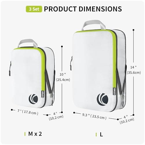 Cipway Compression Packing Cubes for Travel, 3 Set Expandable Carry-On Organizers with Compressible Luggage Cubes Ultralight Packing Cube (White) — view 5