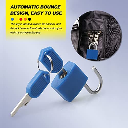 Suitcase Locks with Keys, 5pcs Colored Small Suitcase Luggage Padlocks with Keys Metal Travel Padlocks for Luggage Lock Backpack Gym Locker Laptop Bag Multicolor — view 4