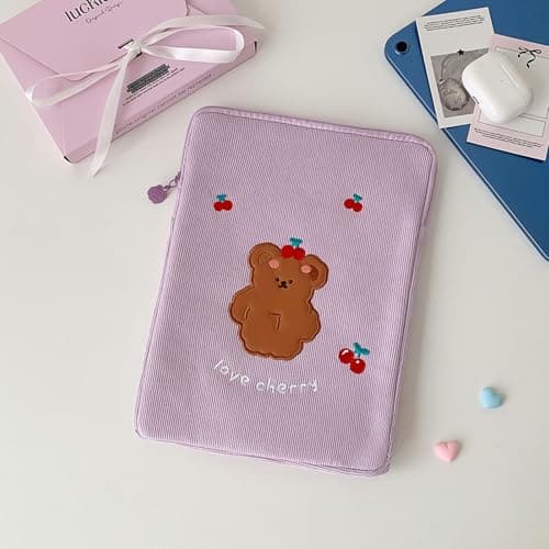 11Inch Tablet Carrying Case Soft Velvets Fabric, Yellow bear — view 6